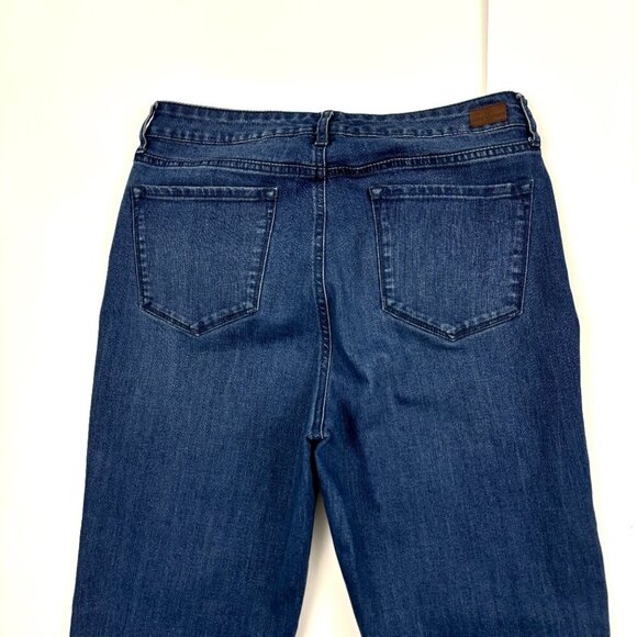 Isaac Mizrahi Raw Hem Straight Leg Women's size 10 Dark Wash Blue Denim Jeans - Picture 4 of 4